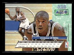 lot 82 image: 1992 Fleer Ultra Shaquille ONeal Rookie Card #328