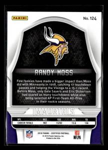 lot 95 image: 2018 Certified Immortals Randy Moss #124 Serial #052499
