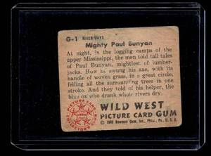 lot 101 image: 1949 Bowman Wild West Mighty Paul Bunyan #G-1 RARE
