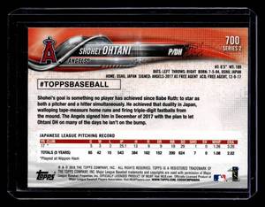 lot 104 image: 2018 Topps Shohei Ohtani Rookie Card #700