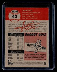 lot 106 image: 2018 Topps Living Juan Soto Rookie Card #43