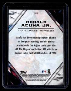 lot 110 image: 2018 Topps Fire Ronald Acuna Jr. Rookie Card #109