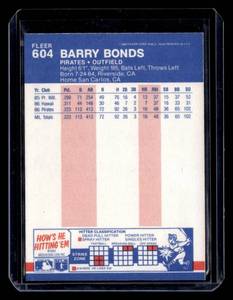 lot 119 image: 1987 Fleer Barry Bonds Rookie Card #604