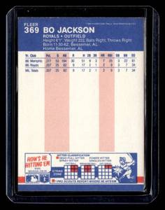 lot 120 image: 1987 Fleer Bo Jackson Rookie Card #369