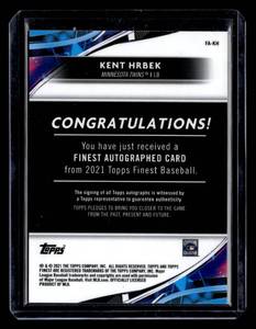 lot 128 image: 2021 Finest Green Refractor Autograph Kent Hrbek Serial #6899