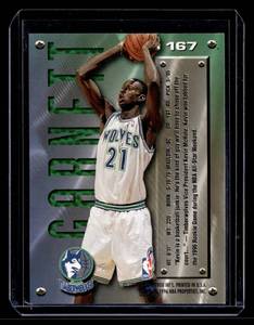 lot 141 image: 1995 Fleer Metal Kevin Garnett Rookie Card #167