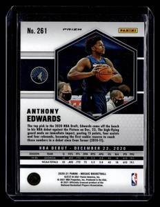 lot 145 image: 2020 Mosaic Blue Prizm Anthony Edwards Rookie Card #261