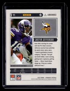 lot 147 image: 2022 Luminance Gold Holo Justin Jefferson #44 Serial #082149