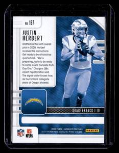 lot 169 image: 2020 Absolute Justin Herbert Rookie Card #167