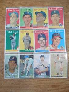lot 1 image: (12) 1957 & 1958 Topps Baseball Card Vintage Lot