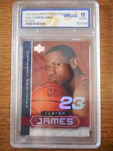 lot 13 image: 200304 Upper Deck Lebron James Rookie Card Graded Gem Mint 10