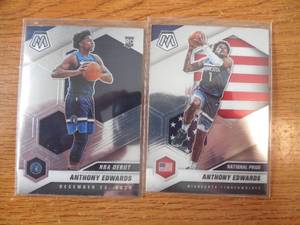 lot 58 image: (2) 2020 Panini Mosaic Anthony Edwards Rookie Cards