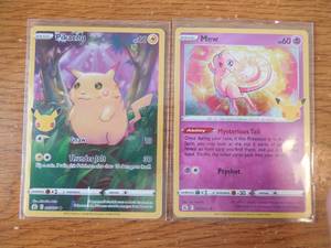 lot 62 image: (2) 2021 Pokemon Holo Cards - Pikachu & Mew