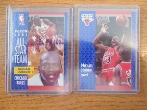 lot 196 image: (2) 1991 Fleer Michael Jordan Cards - #29 & #211