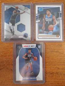 lot 198 image: (3) 2020 Anthony Edwards Rookie Cards - NBA Hoops, Mosaic & Donruss