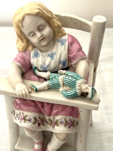 lot 74 image: Antique Conta and Boehme Doll and Chair Tobacco Jar - Sweet Meat Jar