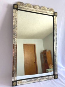 lot 122 image: Vintage Metallic Art Deco Wall Mount Mirror