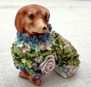 lot 73 image: Small Vintage Porcelain Dog Figurine