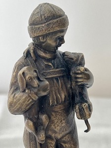 lot 40 image: Bronze Figurine of a Boy and His Dogs by M. Jensen