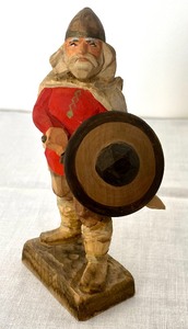 lot 76 image: Norwegian Warrior Hand Carved Wood Figurine