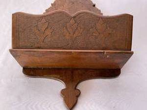 lot 179 image: Vintage Walnut Wall Mounted Mail  Letter Holding Shelf