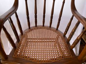 lot 182 image: Vintage Ornate Spindle Back Chair with Caned Seat