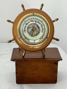 lot 121A image: Primitive Wooden Box, Rosemaling Wood Salt Box and Vintage Barometer