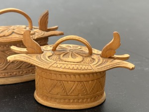 lot 62 image: Two Vintage Hand Carved Small Tine Boxes