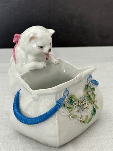 lot 69 image: Antique Victorian Fairing Porcelain Cat Figurine by Wittman and Roth