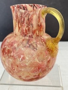 lot 42 image: Antique Vintage Pink Splatter -  Murrhina Pitcher  Vase