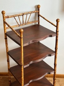 lot 135 image: Antique English Burnt Bamboo Chinoiserie Bookshelf