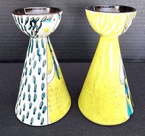 lot 317 image: Pair of Vintage Luzern Handarbeit Candleholders