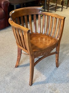 lot 160 image: Vintage Curved Back Carved Spindle Chair