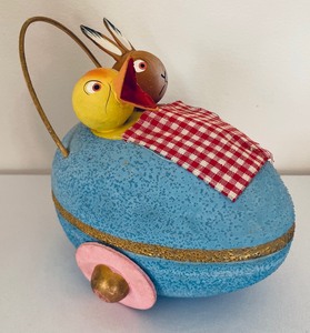lot 257 image: Bunny Hop Bunny Decor including a Vintage Paper Mache Rabbit