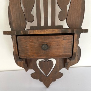 lot 193 image: Antique Handmade Wooden Wall Mount Shelf