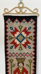 lot 264 image: Vintage Scandinavian Folk Art Bell Pull Needlepoint
