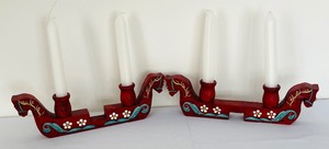 lot 266 image: Scandinavian Wooden Candle Holder