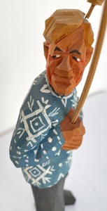 lot 279 image: 2 Vintage Norwegian Hand Carved Wooden Fisherman Figurines