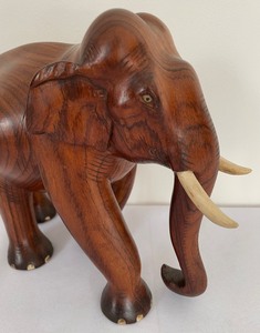 lot 285 image: Carved Wooden Elephant Sculpture