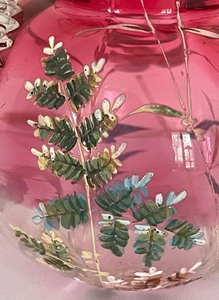 lot 298 image: Vintage Hand Painted Petite Cranberry Glass Pitcher