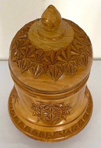 lot 297 image: Ornate Vintage Carved Wooden Lidded Vessel