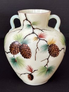 lot 58 image: Antique Glass Bristol Ware Vase and Antique Glass Opaline Vase