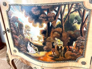 lot 3 image: Vintage Gorgeous French Style Buffet with Three Hand Painted Panels