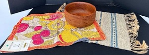 lot 382 image: Two Danish Textiles and Wooden Bowl