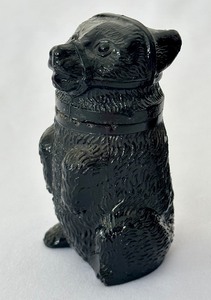 lot 393 image: Antique Sandwich Glass Toothpick Holder in Ivy Pattern & Antique Sandwich Glass Covered Jar