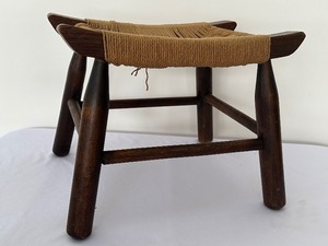 lot 407 image: Mid Century Stool with Rush Saddle Seat