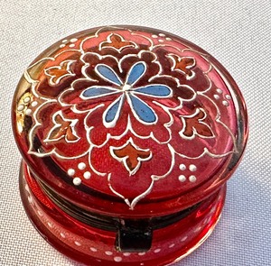 lot 427 image: Antique Cranberry Glass Cream Jar