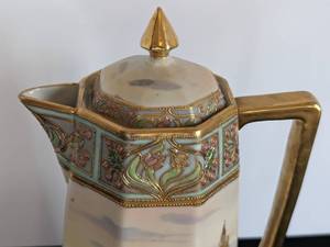 lot 32 image: Vintage Nippon Hand Painted Porcelain and Enamel Teapot