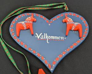 lot 217 image: Two Scandinavian Painted Wood Dala Horse Signs