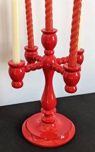 lot 218 image: Pair of Scandinavian Painted Wood Candleholders